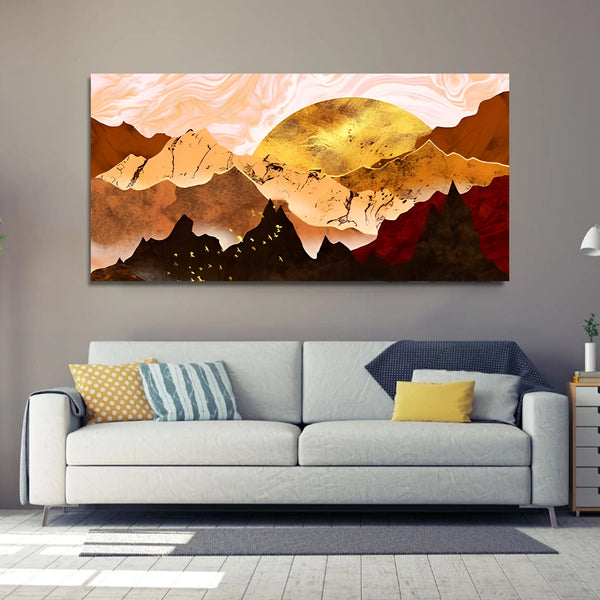 Golden Mountain Canvas Wall Painting