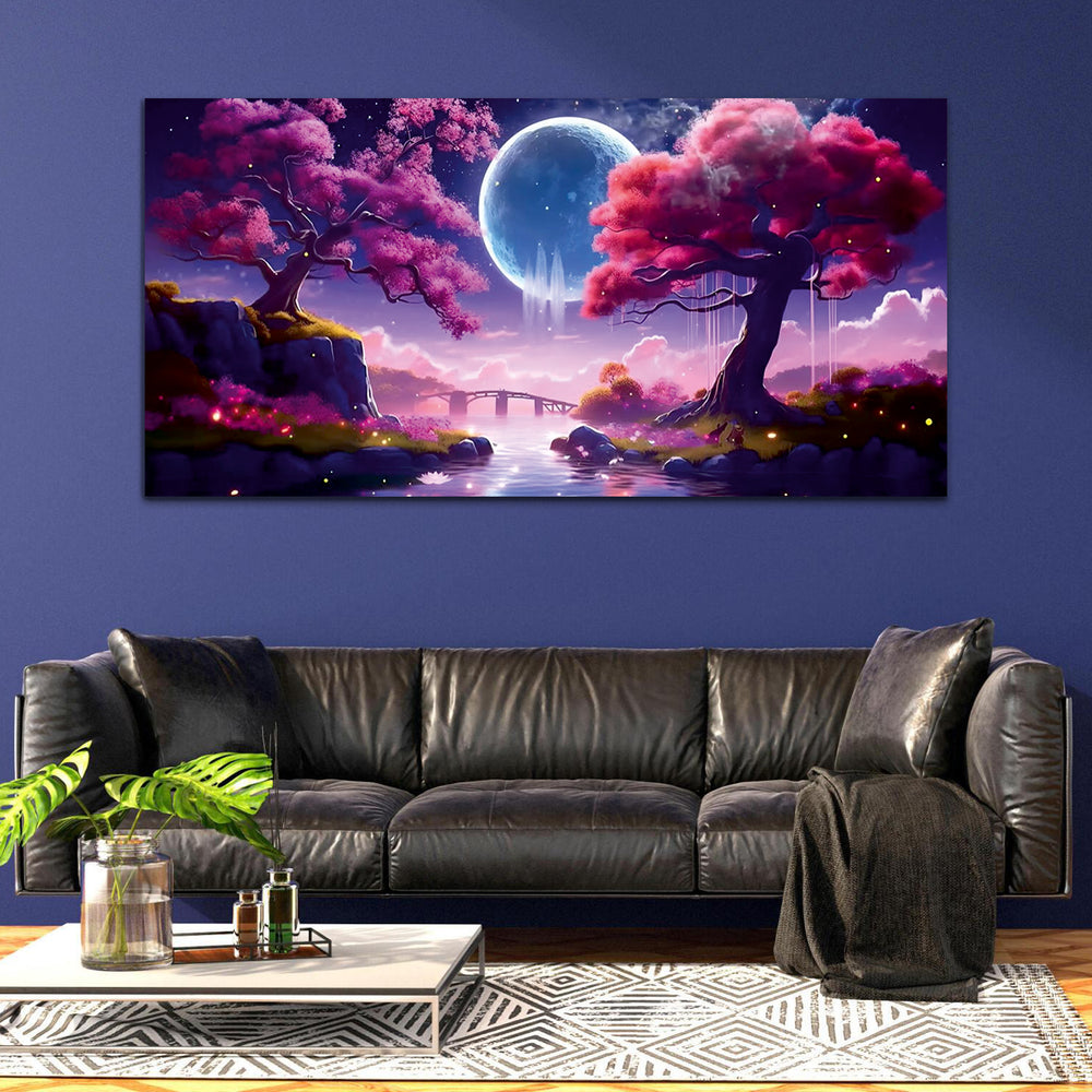 Moon & Tree Canvas Wall Painting