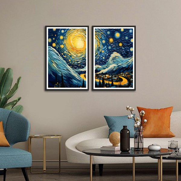 Village Premium Scenery & Art Set of 2 Wall Frames