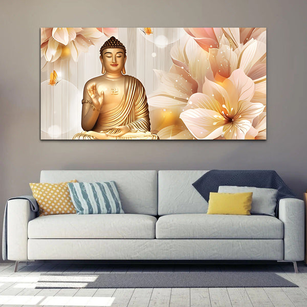 Beautiful White Buddha Canvas Wall Painting