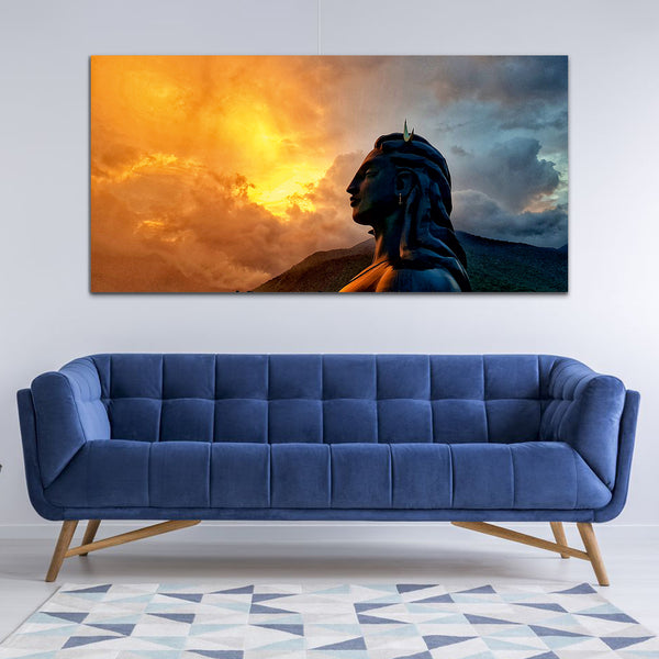 Lord Shiv Meditating Mountain  Canvas Wall Painting