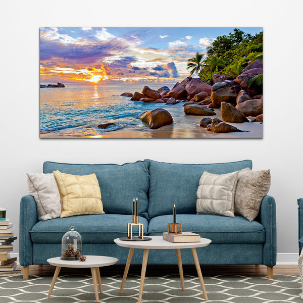 Sunrise & River Canvas Wall Painting