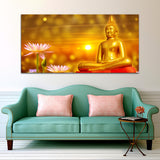 Beautiful Golden Lord Buddha Canvas Wall Painting
