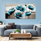 Premium White and Blue Flower Canvas Wall Painting