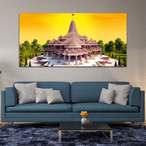 Shree Ram Gold & Voilet Canvas Wall Art Painting