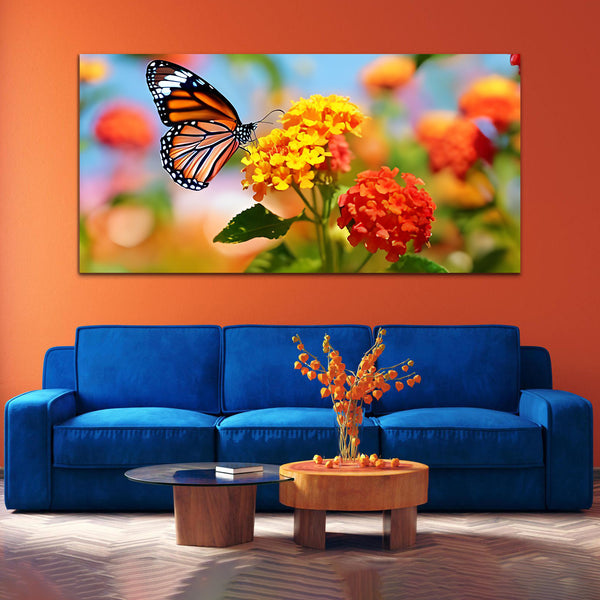 Flowers Yellow-Blue Canvas Wall Painting
