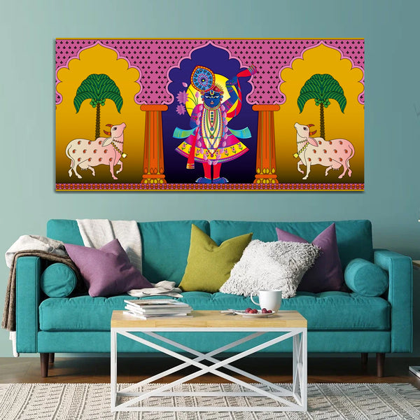 Beautiful Lord Krishna Pichwai Canvas Wall Painting