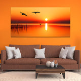 Two Birds with Sunrise Canvas Wall Painting