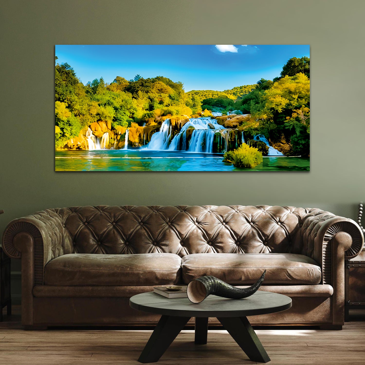 Mural Waterfall green Canvas Wall Painting