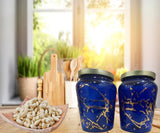 Mithilashri Decorative Blue Storage Jar- Set of 2 (600 ml)