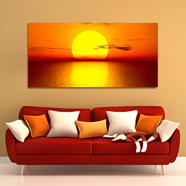 Sunset Over Ocean Canvas Wall Painting