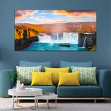 Beautiful Sunset with Bright Red & Blue Sky Reflecting on the Water Canvas Wall Painting