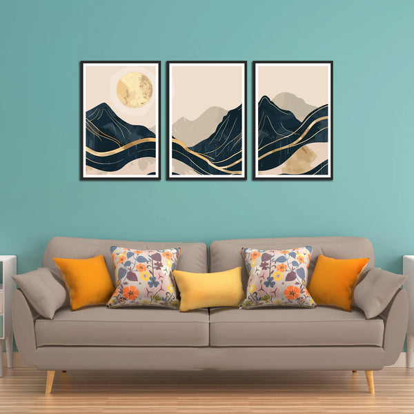 Premium Abstract Modern Set of 3 Canvas Wall Frames