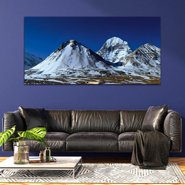 Blue Sky with Mountain and Snow Canvas Wall Painting
