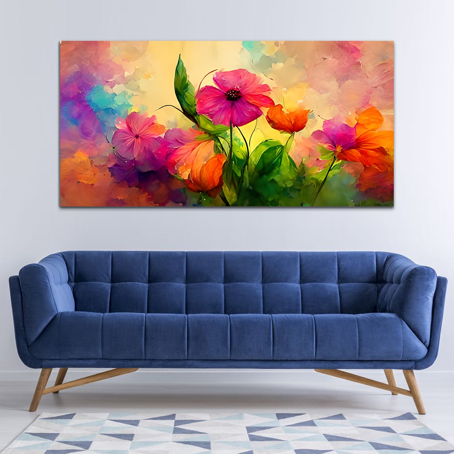 Flowers Off White- Gold Canvas Wall Painting