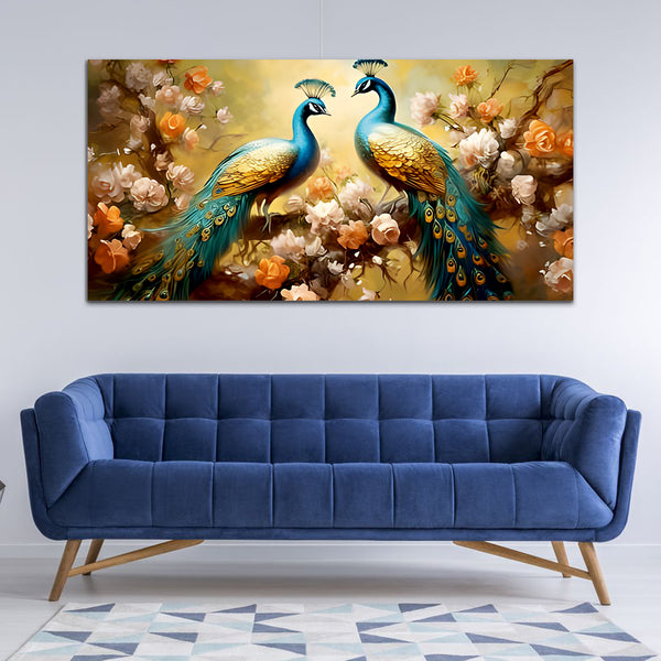 Beautiful Green Peacock Canvas Wall Painting & Arts