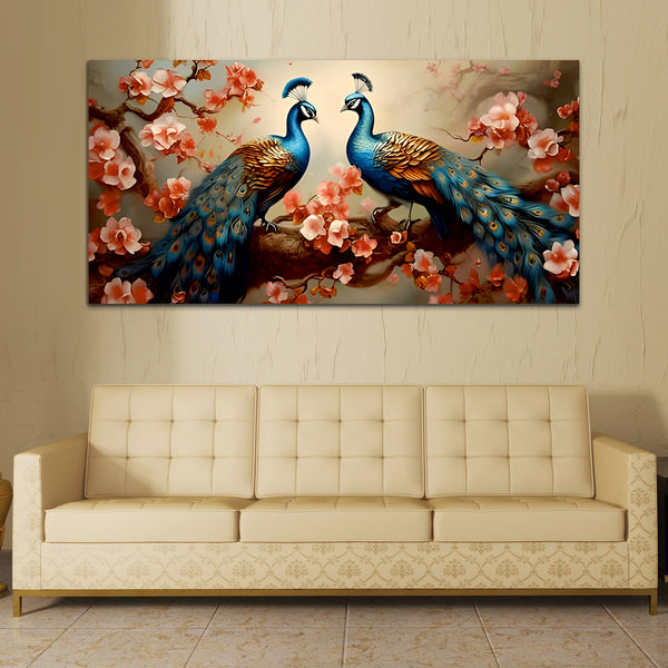 Beautiful Blue Peacock Canvas Wall Painting