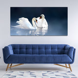 Two White Ducks under Water Canvas Wall Painting