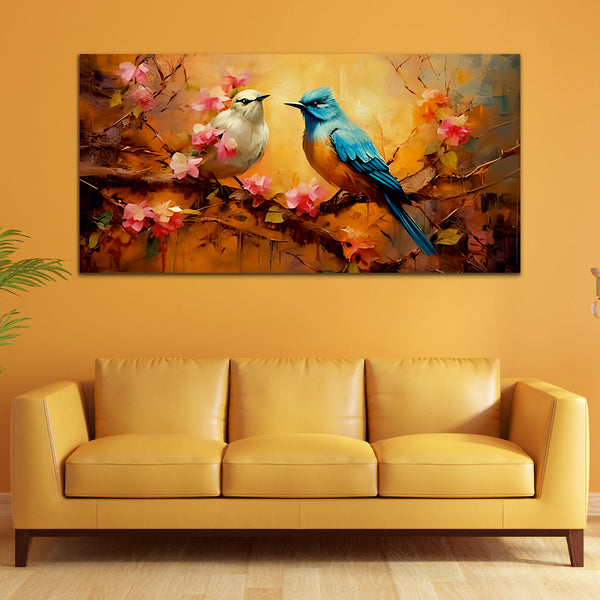 Two Birds Conversation at Tree Canvas Wall Painting