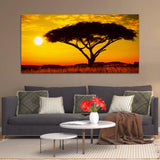 Tree At Sunset Canvas Wall Painting & Art