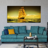 Beautiful Boat under Water Canvas Wall Painting