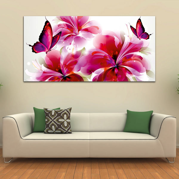 White and Pink Flower Canvas Wall Painting