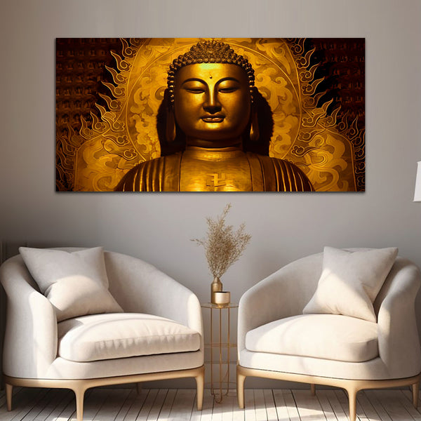 Golden Lord Buddha wall Painting