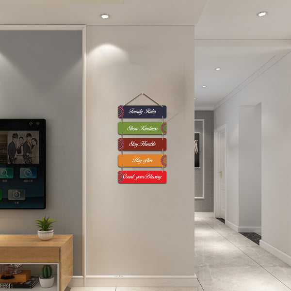 Family Rules Quotes Designer Wooden Wall Hanging