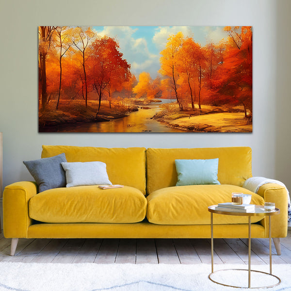 Beautiful Tree with River Canvas Wall Painting