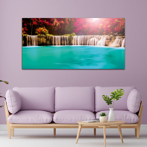 Nature Poster Combo Waterfall Scenery Canvas Wall Painting