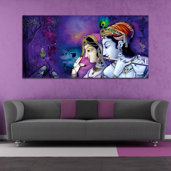 Radha Krishna Multicolor Canvas Wall Painting