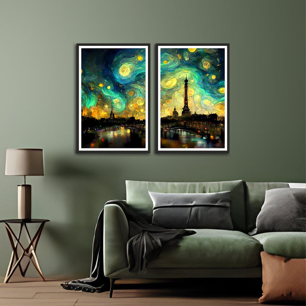 Beautiful City Abstract Premium Set of 2 Wall Frames & Art