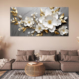 White and Yellow Flower Canvas Wall Painting & Arts