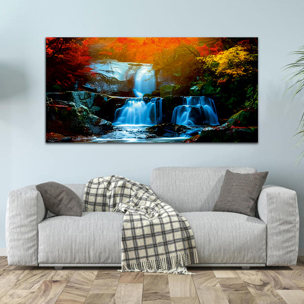 Autumn Leaves and Waterfall Living Bed Room Canvas Wall Painting