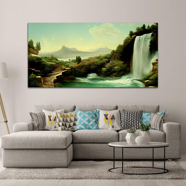 Waterfall Mountain Canvas Wall Painting