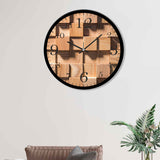 Modern square shape Wooden Color Wall Clock