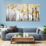 White Tree with Brown Leafs Abstract Wall Painting
