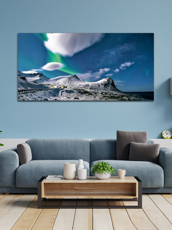 Snow Mountain with Blue Sky Canvas Wall Painting