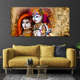 Radha Krishna Abstract Multicolor Canvas Wall Painting