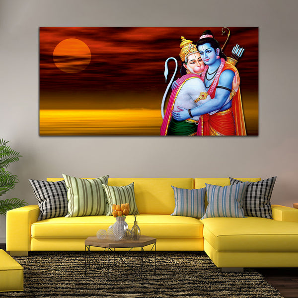 Shree Ram Hanuman Canvas Wall Art Painting