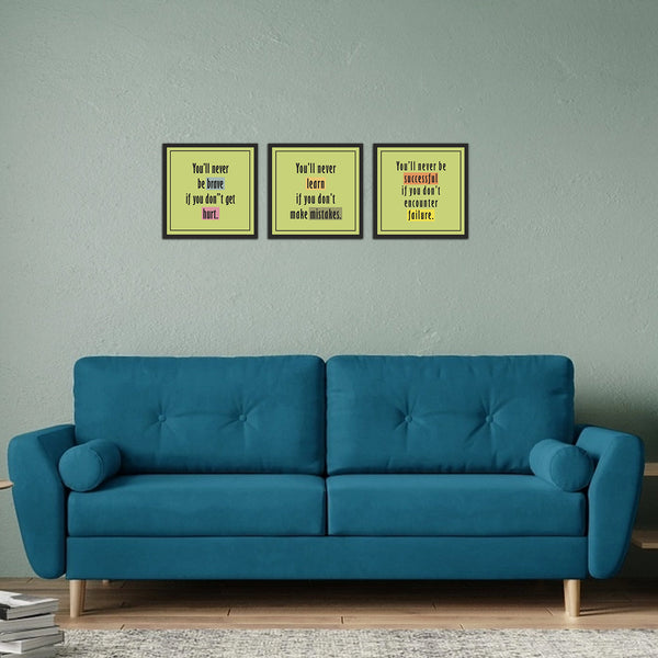 Success and Failure Motivational Quotes Wall Frame Set of 3
