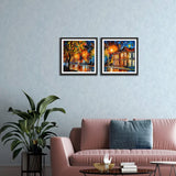 Beautiful Modern City Abstract Canvas  Set of 2 Wall Frame