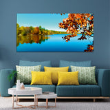 Tree and River Blue-Green Canvas Wall Painting
