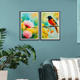 Beautiful Birds with flower Set of 2 Wall frames