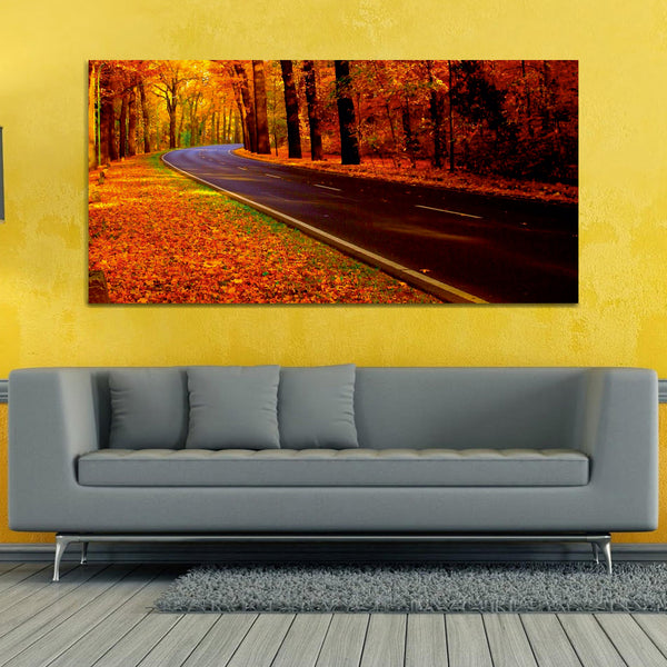 Beautiful Forest with Highway Canvas Wall Painting