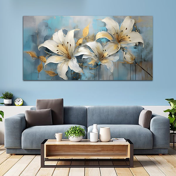 Flower Off White-Grey Canvas Wall Painting