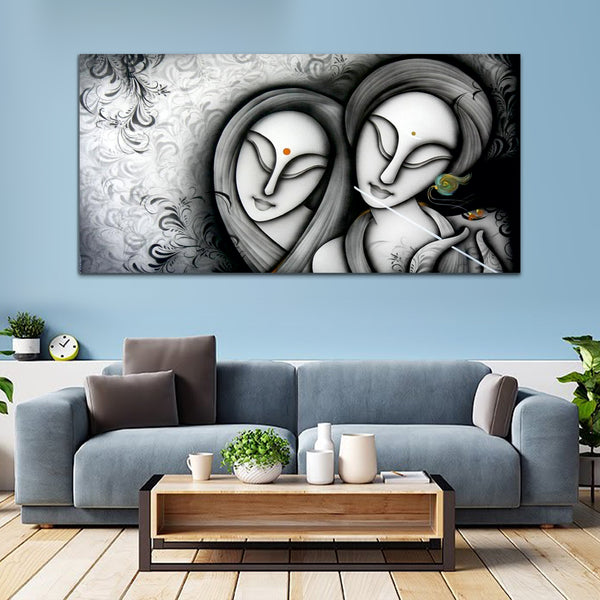 Abstract Lord Radha Krishna Canvas Wall Painting