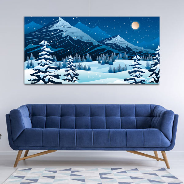 Beautiful Snow Mountain and forest Canvas Wall Painting