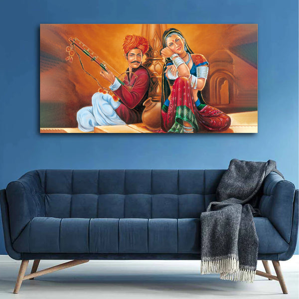 Beautiful Rajasthani Hand Painted Canvas Wall Painting