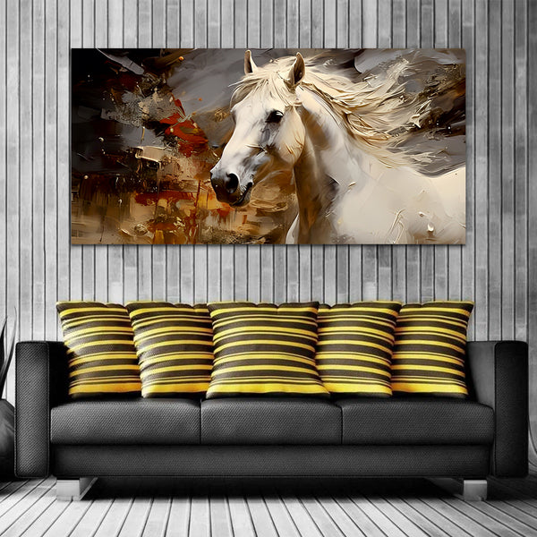 Beautiful White Horse Canvas Wall Painting & Arts